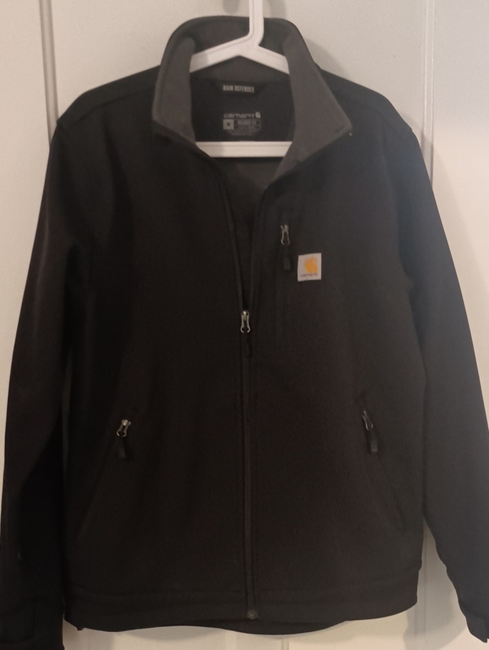 Carhartt Men’s Black Softshell Jacket with Gray Collar Trim